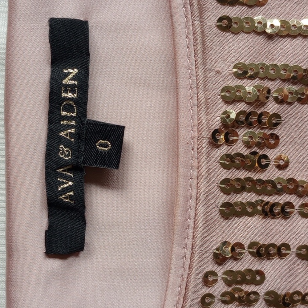 Ava & Aiden Sequin Dress 0 Tea Rose Mauve Gold - Picture 3 of 6
